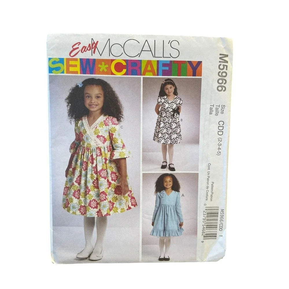 McCall's M5966 Girls Dress A-Line Empire Waist Flared Skirt CDD 2-3-4-5